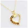 Image 3 : NEW STERLING SILVER YELLOW GOLD PLATED GENUINE CITRINE HEART PENDNAT WITH STERLING CHAIN, 7 CITRINE 