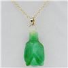 Image 1 : NEW 14KT. YELLOW GOLD GENUINE JADEITE TURTLE PENDANT WITH STERLING CHAIN, 14CTS, W/A $820.00