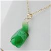 Image 2 : NEW 14KT. YELLOW GOLD GENUINE JADEITE TURTLE PENDANT WITH STERLING CHAIN, 14CTS, W/A $820.00