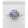 Image 1 : NEW STERLING SILVER GENUINE TANZANITE (1CT) & WHITE SAPPHIRE (0.28CTS) RING, W/A $1000.00, SIZE 7