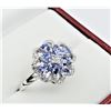 Image 3 : NEW STERLING SILVER GENUINE TANZANITE (1CT) & WHITE SAPPHIRE (0.28CTS) RING, W/A $1000.00, SIZE 7