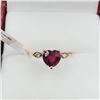 Image 1 : NEW 10KT. ROSE GOLD 6.13MM X 5.76MM NATURAL RUBY (1CT) & DIAMOND (0.04CTS) HEART RING, W/A $1120.00