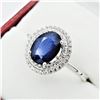 Image 2 : NEW STERLING SILVER 9.25MM X 7.2MM GENUINE SAPPHIRE (2.17CTS) & CZ COCKTAIL RING, W/A $980.00, SIZE 
