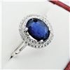 Image 3 : NEW STERLING SILVER 9.25MM X 7.2MM GENUINE SAPPHIRE (2.17CTS) & CZ COCKTAIL RING, W/A $980.00, SIZE 