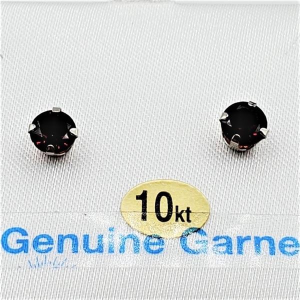 NEW 10KT. WHITE GOLD 5MM X 5MM GENUINE GARNET STUD EARRINGS, 1.25CTS, W/A $440.00