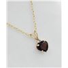 Image 2 : NEW 10KT. YELLOW GOLD 6MM X 6.04MM GENUINE GARNET (0.8CTS) & WHITE SAPPHIRE HEART PENDANT WITH STERL