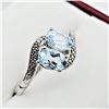 Image 2 : NEW STERLING SILVER 6MM X 4.18MM GENUINE BLUE TOPAZ RING, 1CT OF TOPAZ, W/A $640.00, SIZE 7,