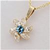Image 2 : 10KT. YELLOW GOLD 2.65MM X 2.64MM GENUINE BLUE TOPAZ (0.1CTS) & CZ PENDANT WITH STERLING CHAIN, W/A 