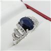 Image 3 : NEW STERLING SILVER 9MM X 7MM GENUINE BLUE SAPPHIRE (2CTS) & CZ RING, W/A $960.00