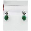 Image 1 : NEW STERLING SILVER 7.95MM X 5.98MM GENUINE EMERALD (2.12CTS) & CZ EARRINGS, W/A $970.00