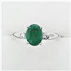 Image 1 : NEW STERLING SILVER 8.1MM X 6.12MM GENUINE EMERALD (1.5CTS) & CZ RING, W/A $880.00 SIZE 7.5