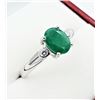 Image 3 : NEW STERLING SILVER 8.1MM X 6.12MM GENUINE EMERALD (1.5CTS) & CZ RING, W/A $880.00 SIZE 7.5