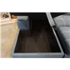 Image 10 : BLUE 2 PIECE SECTIONAL WITH WHITE STICHING, STORAGE CHAISE, ADJUSTABLE HEADRESTS AND PULLOUT SECTION
