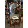 Image 1 : CARVED WOOD MIRROR ENTRANCE STAND WITH STONE TOP