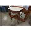 Image 2 : CARVED WOOD MIRROR ENTRANCE STAND WITH STONE TOP