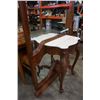 Image 8 : CARVED WOOD MIRROR ENTRANCE STAND WITH STONE TOP