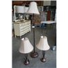 Image 1 : METAL FLOOR LAMP AND PAIR OF MATCHING TABLE LAMPS