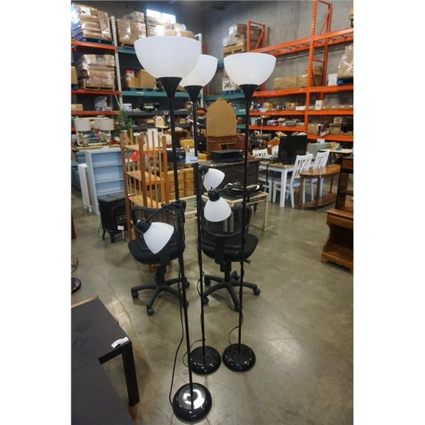 3 BALCK FLOOR LAMPS WTH FLEXIBLE NECK READING LAMPS