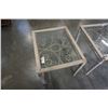 Image 2 : PAIR OF METAL FRAME GLASS TOP ENDTABLES