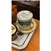Image 2 : VINTAGE TRAY, TINS, AND BEAN CROCK