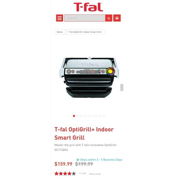 TFAL OPTIGRILL PLUS INDOOR SMART GRILL RETAIL $159.99 - TESTED WORKING