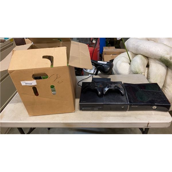 BOX OF XBOX 360 AND XBOX ONE GAMES AND XBOX ONE AND 360 CONSOLES