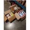 Image 1 : 3 BOXES OF KITCHEN ITEMS, TABLE CLOTHS AND ESTATE GOODS