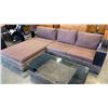 Image 11 : FLOOR MODEL AUTHENTIC WATER HYACINTH RATTAN MODERN 2 PIECE SECTIONAL SOFA W/ SOLID WOOD DISPLAY SHEL