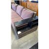 Image 2 : FLOOR MODEL AUTHENTIC WATER HYACINTH RATTAN MODERN 2 PIECE SECTIONAL SOFA W/ SOLID WOOD DISPLAY SHEL