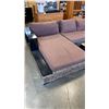 Image 4 : FLOOR MODEL AUTHENTIC WATER HYACINTH RATTAN MODERN 2 PIECE SECTIONAL SOFA W/ SOLID WOOD DISPLAY SHEL