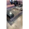 Image 7 : FLOOR MODEL AUTHENTIC WATER HYACINTH RATTAN MODERN 2 PIECE SECTIONAL SOFA W/ SOLID WOOD DISPLAY SHEL