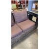 Image 2 : FLOOR MODEL AUTHENTIC WATER HYACINTH RATTAN MODERN SOFA W/ SOLID WOOD DISPLAY SHELVE ARMS AND BROWN 