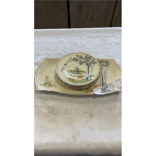 7 PIECES ROYAL WINTON - SERVING PLATTER AND 6 SIDE PLATES