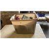 Image 1 : TOTE OF VASES, ART GLASS VASE AND CANNISTERS
