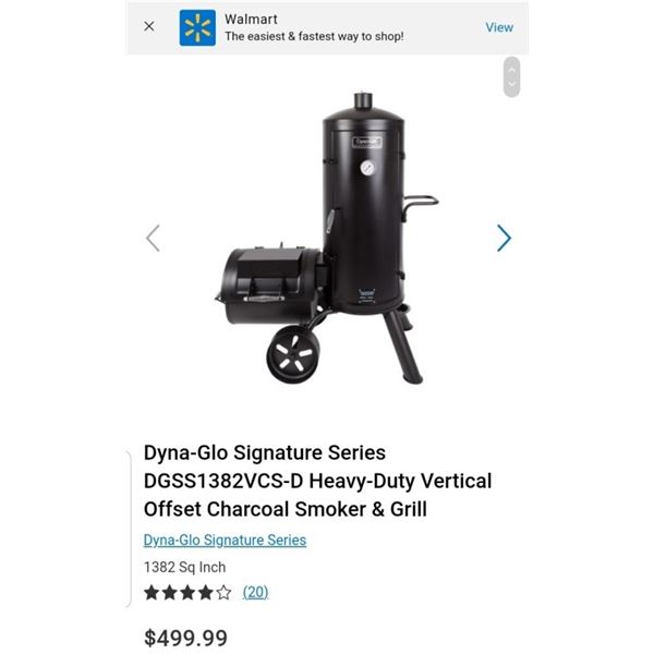 New Dyna-Glo Signature Series Heavy-Duty Vertical Offset Charcoal Smoker & Grill - Retail $499.99