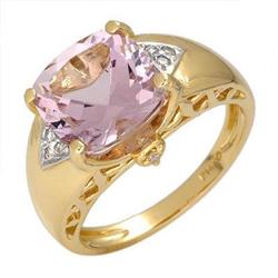 Ring 4.08 ctw Pink Amethyst & Diamond 14K Fine Jewelry