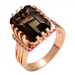 Ring 7.11 ctw Smoky Quartz / Psap 14K Gold Jewelry