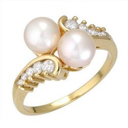 Ring White Pearl & 0.25 ctw Diamond 14K Gold Jewelry