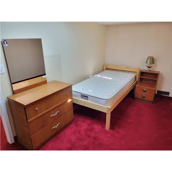 Twin Bed & Dresser with Side Table