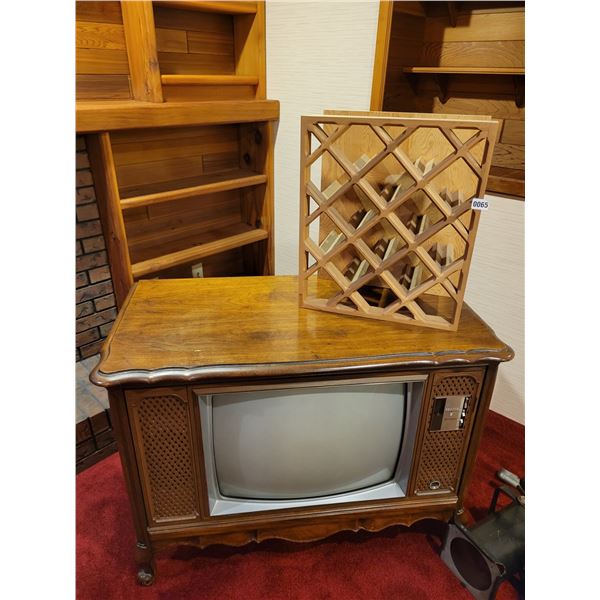 Vintage TV & 12 Bottle Wine Rack