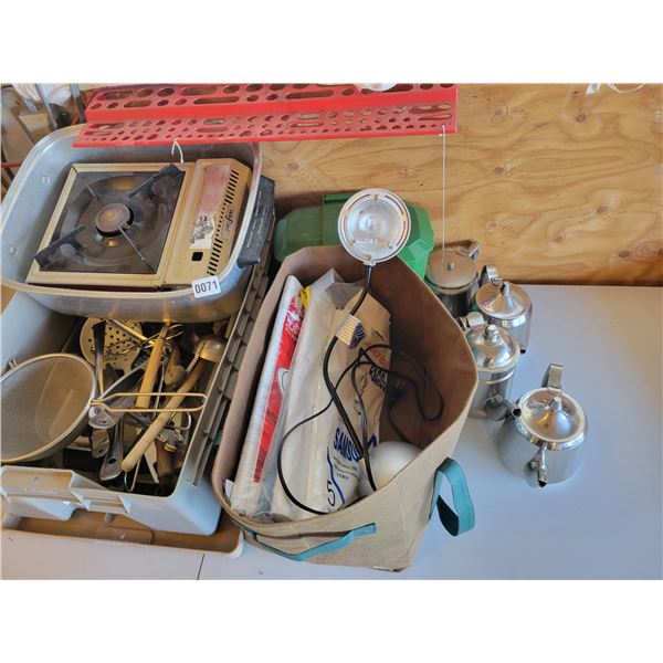 Hot Plate - Foldup Table - Utensils - & Tea Pots