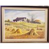 Image 1 : “Barn And Stooks” Framed Watercolor Painting