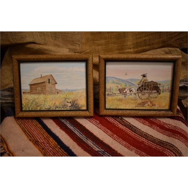 Two Framed Acrylic Paintings 9 ½” x 7 ½”