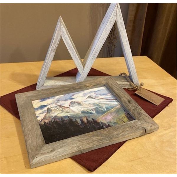 Mountain Shelf and 3 Sisters Print in a Barnwood Frame