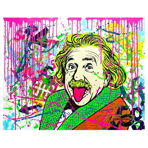 Nastya Rovenskaya- Original Oil on Canvas "Einstein's Smile"