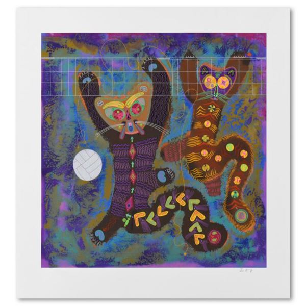 Lu Hong, "Kitty Camp Playmates (White)" Limited Edition Serigraph, Numbered and Hand Signed with Let