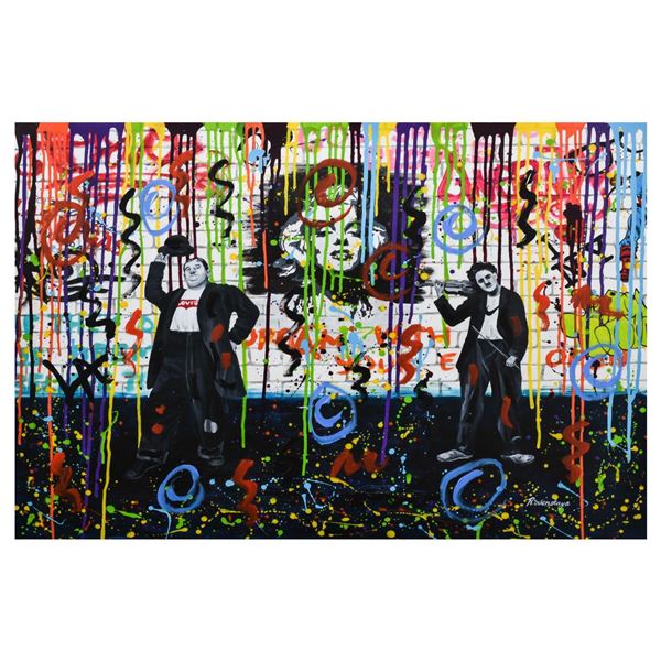 Nastya Rovenskaya- Mixed Media "Chaplin and Hardy"