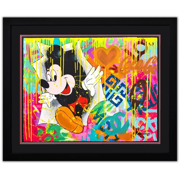 Nastya Rovenskaya- Original Mixed Media on Paper "Surprise by Mickey Mouse"