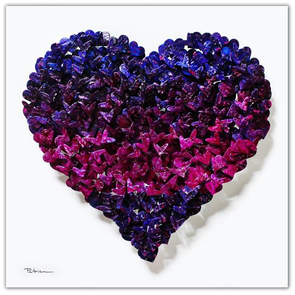 Patricia Govezensky- Original 3D Metal Art on Wood "Heart"