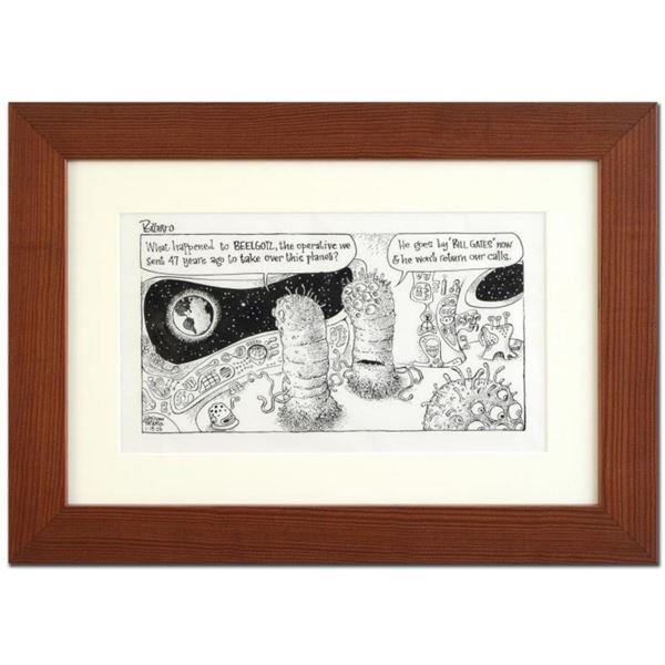 Bizarro - "Bill Gates" is a Framed Original Pen & Ink Drawing by Dan Piraro, Hand Signed by the Arti